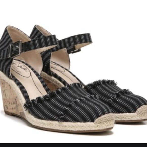Life Stride-Leena | Black w/White Stripe Wedge-NWT - Picture 2 of 8
